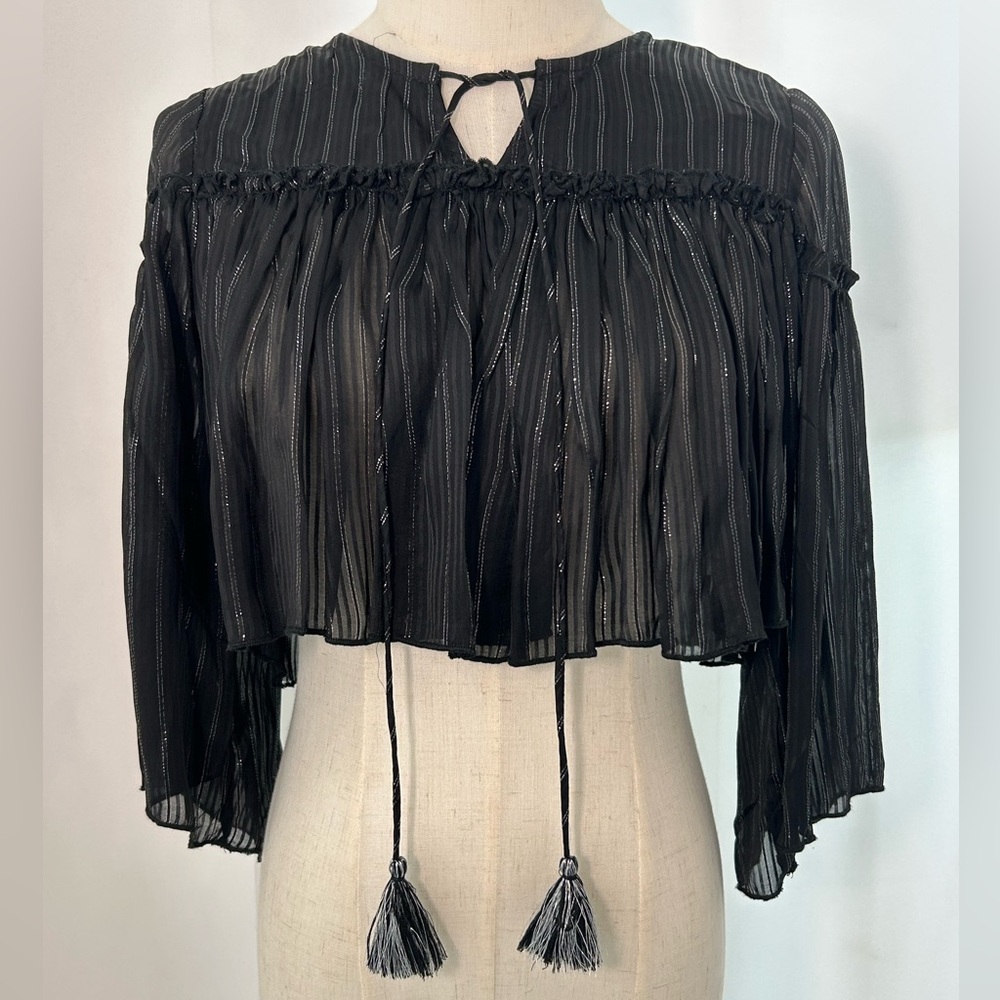 NWT NSR NORDSTROM Tinsel Tassel Cropped Blouse